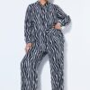 Παντελόνι Palazzo με animal print, ψηλόμεσο