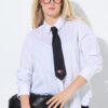Πουκάμισο με κλασική εφαρμογή και φλοράλ κέντημα στο τελείωμα