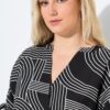 Πουκάμισο oversized με μοτίβο και μανίκια με κορδόνια