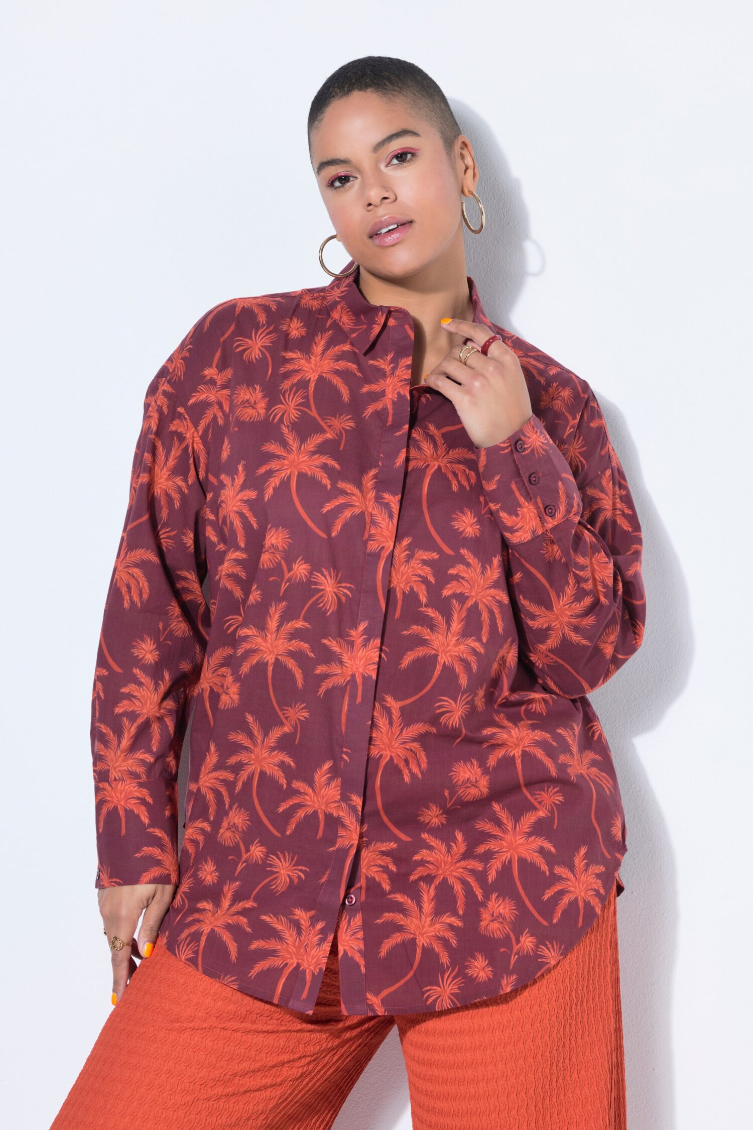 Πουκάμισο oversized με μοτίβο palms
