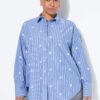 Πουκάμισο oversized, ριγέ με φλοράλ σχέδιο από παγιέτες