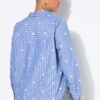 Πουκάμισο oversized, ριγέ με φλοράλ σχέδιο από παγιέτες