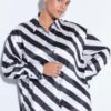Πουκάμισο σατέν, oversized με διαγώνιες ρίγες