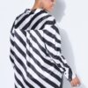 Πουκάμισο σατέν, oversized με διαγώνιες ρίγες