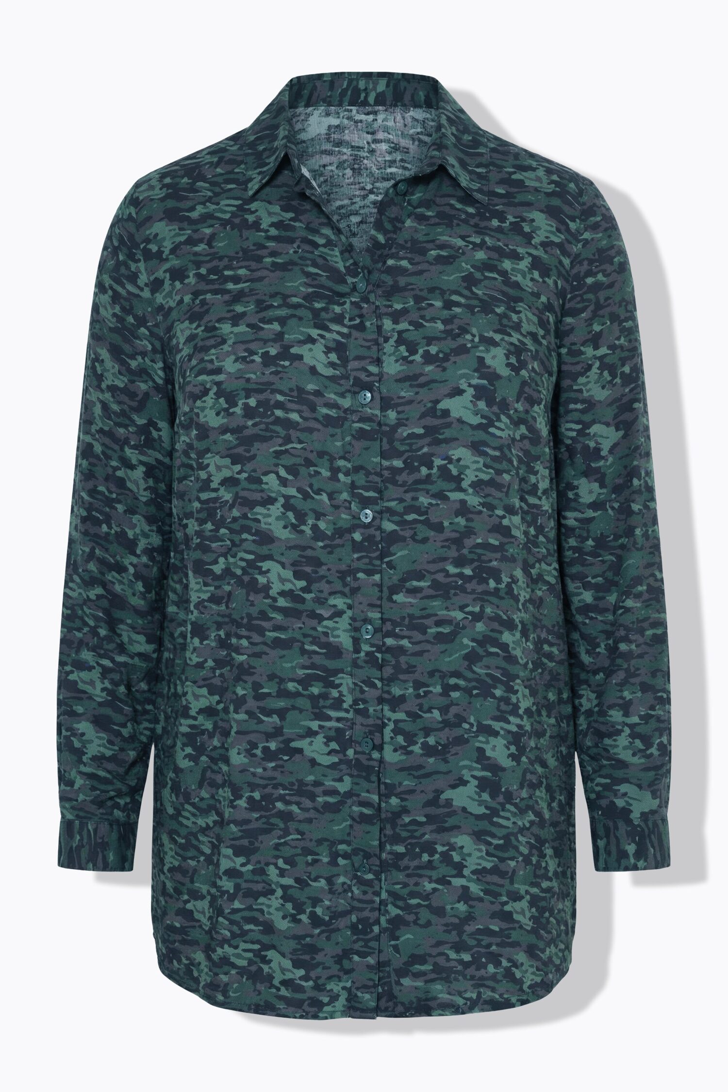 Πουκάμισο σε ίσια γραμμή με μοτίβο camouflage και πλαϊνά σκισίματα