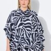 Πουκάμισο σε στυλ πόντσο, oversized με μοτίβο