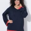 Πουλόβερ oversized με χρωματιστές λεπτομέρειες και μακριά μανίκια