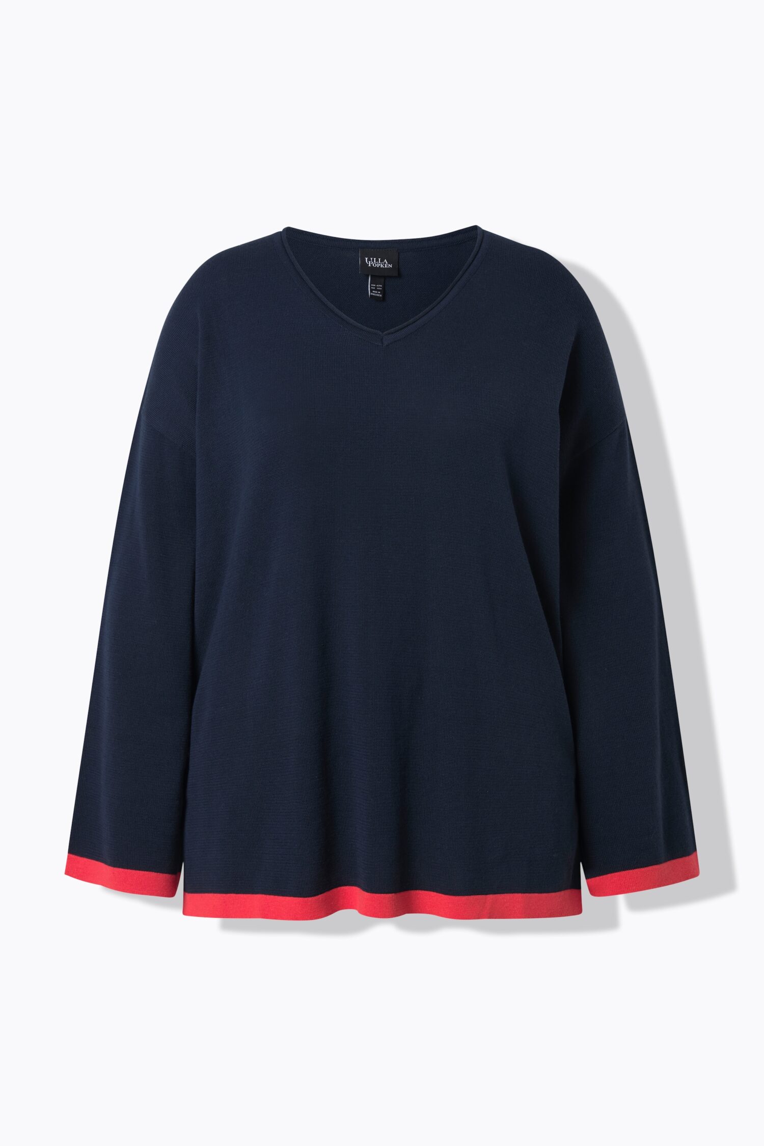 Πουλόβερ oversized με χρωματιστές λεπτομέρειες και μακριά μανίκια