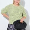 Πουλόβερ oversized με διχρωμία, σχέδιο και μακριά μανίκια