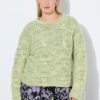 Πουλόβερ oversized με διχρωμία, σχέδιο και μακριά μανίκια