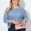 Πουλόβερ oversized με mini παγιέτες και μανίκια 3/4