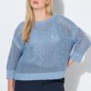 Πουλόβερ oversized με mini παγιέτες και μανίκια 3/4