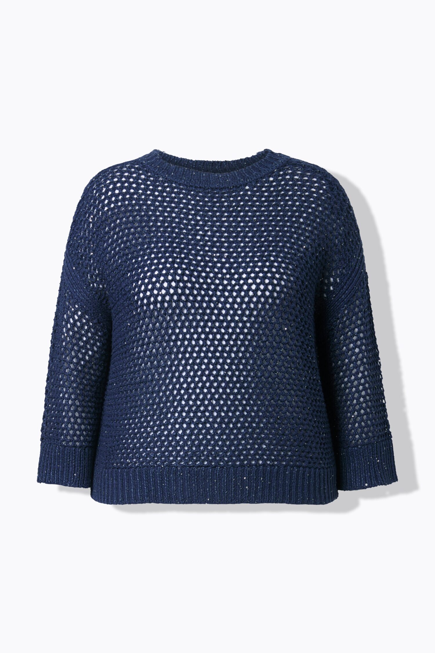 Πουλόβερ oversized με mini παγιέτες και μανίκια 3/4