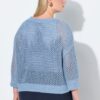 Πουλόβερ oversized με mini παγιέτες και μανίκια 3/4