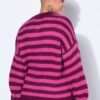 Πουλόβερ oversized, ριγέ με διχρωμία και ριμπ μανσέτες