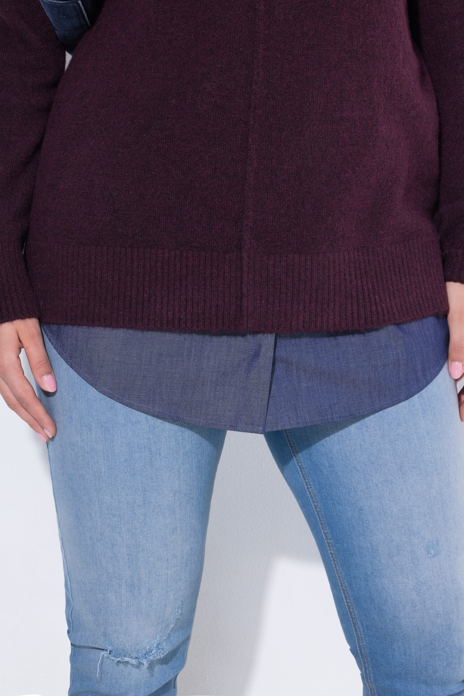 Προέκταση μπλούζας σε denim look με λάστιχο στη μέση