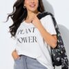 T-shirt με χαλαρή εφαρμογή, τύπωμα Plant Power και κοντά μανίκια