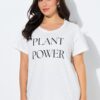 T-shirt με χαλαρή εφαρμογή, τύπωμα Plant Power και κοντά μανίκια