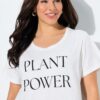 T-shirt με χαλαρή εφαρμογή, τύπωμα Plant Power και κοντά μανίκια
