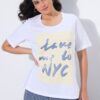 T-shirt με κλασική εφαρμογή και τύπωμα NYC με στρας