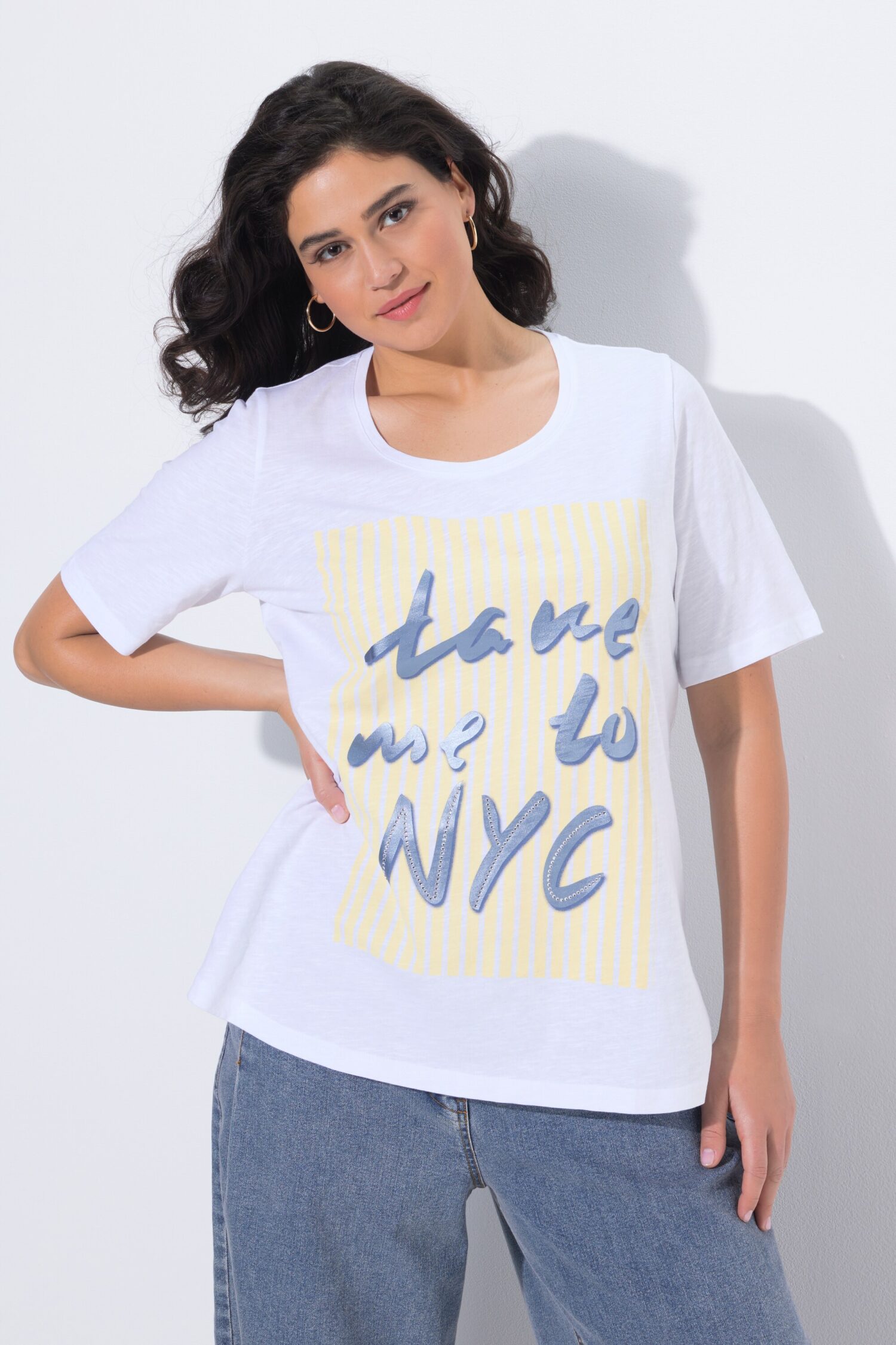 T-shirt με κλασική εφαρμογή και τύπωμα NYC με στρας