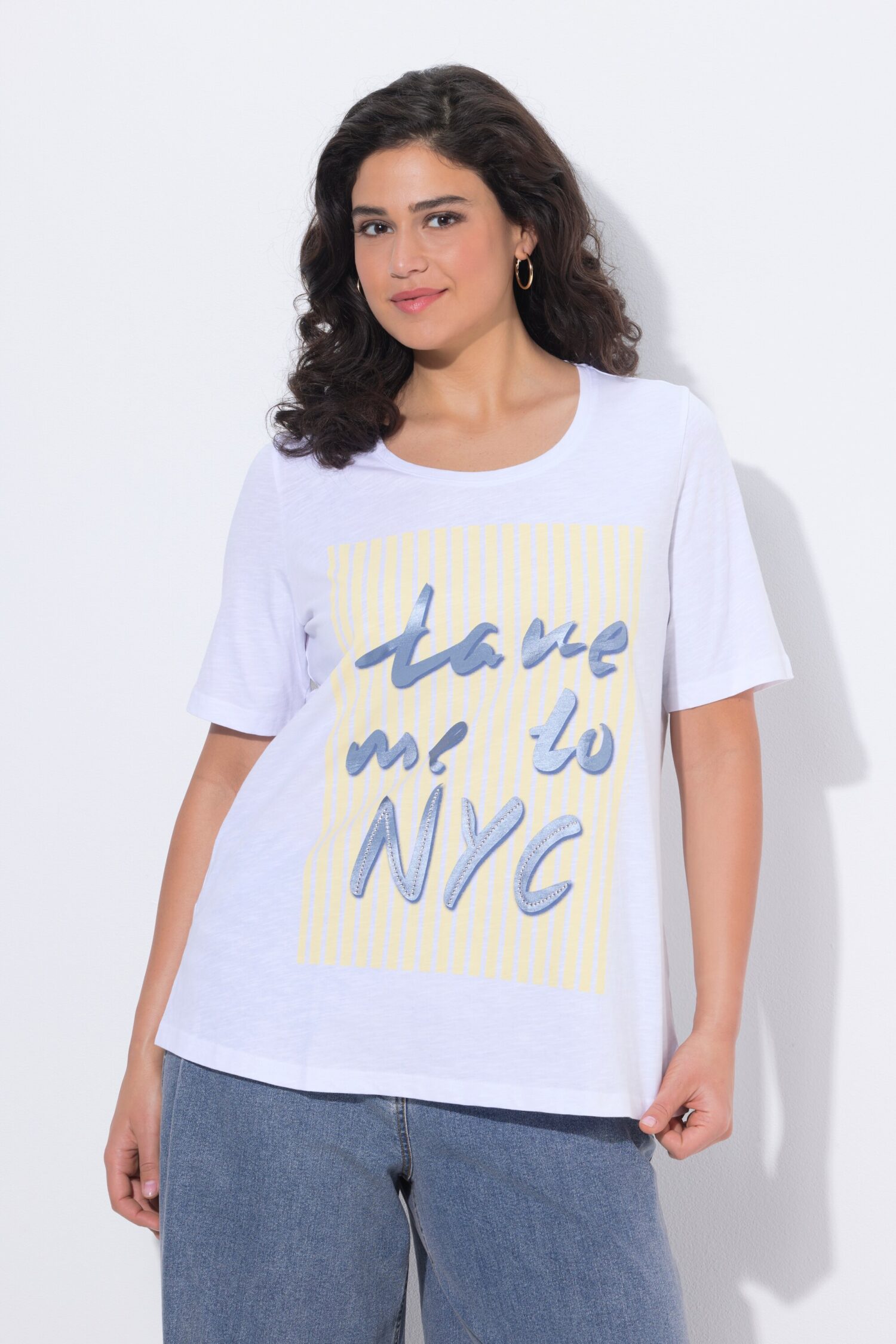 T-shirt με κλασική εφαρμογή και τύπωμα NYC με στρας