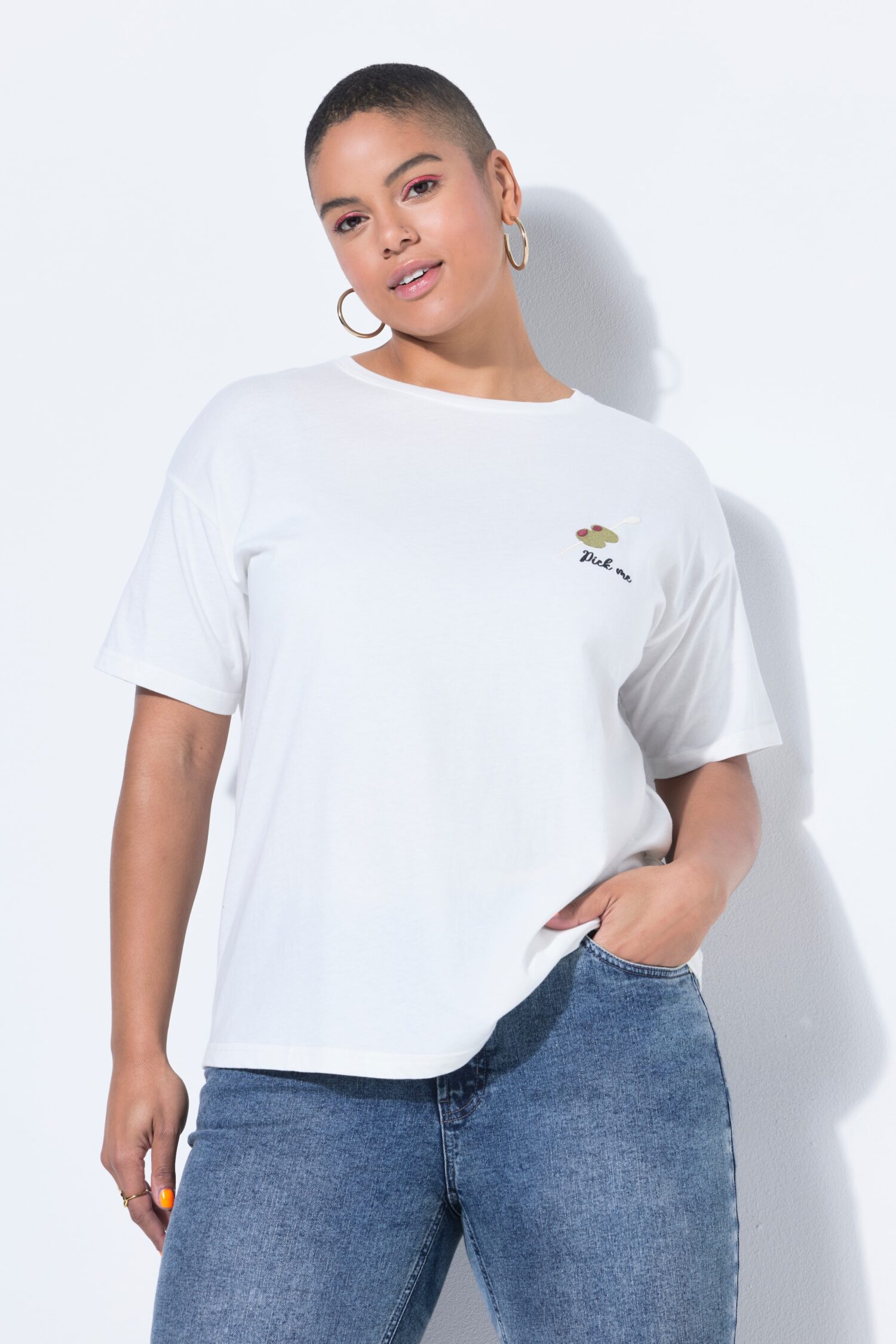 T-shirt oversized με κέντημα pick me
