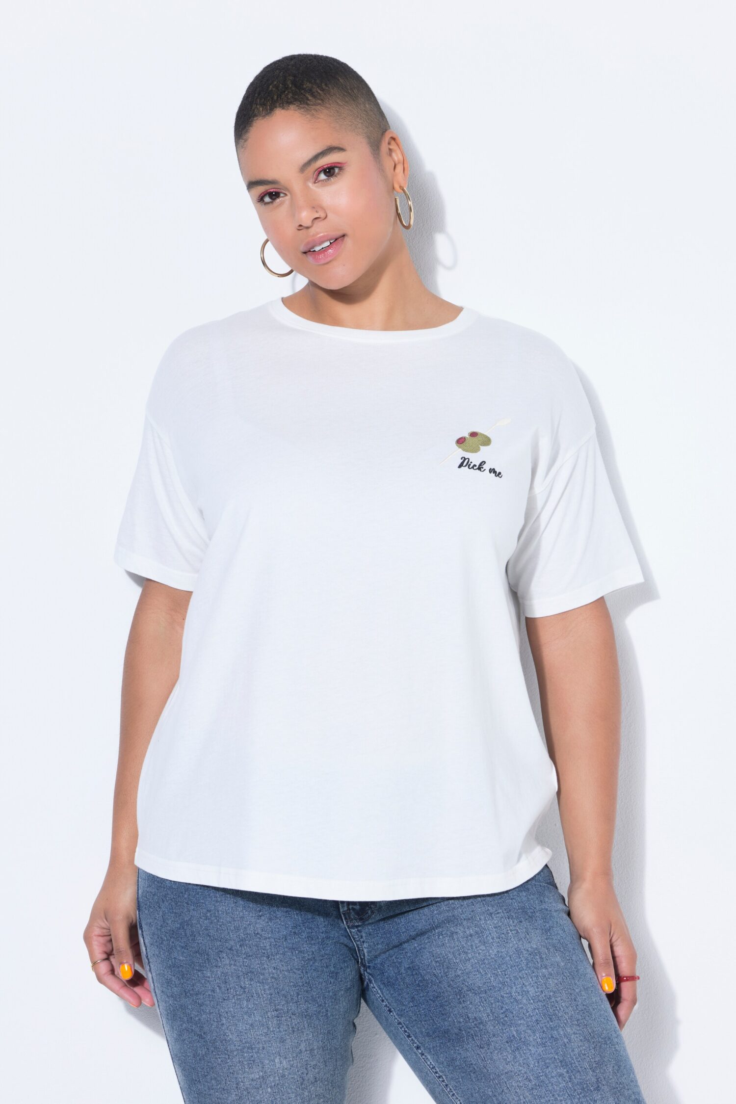 T-shirt oversized με κέντημα pick me
