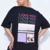 T-shirt oversized με τύπωμα "I LOVE YOU" στην πλάτη
