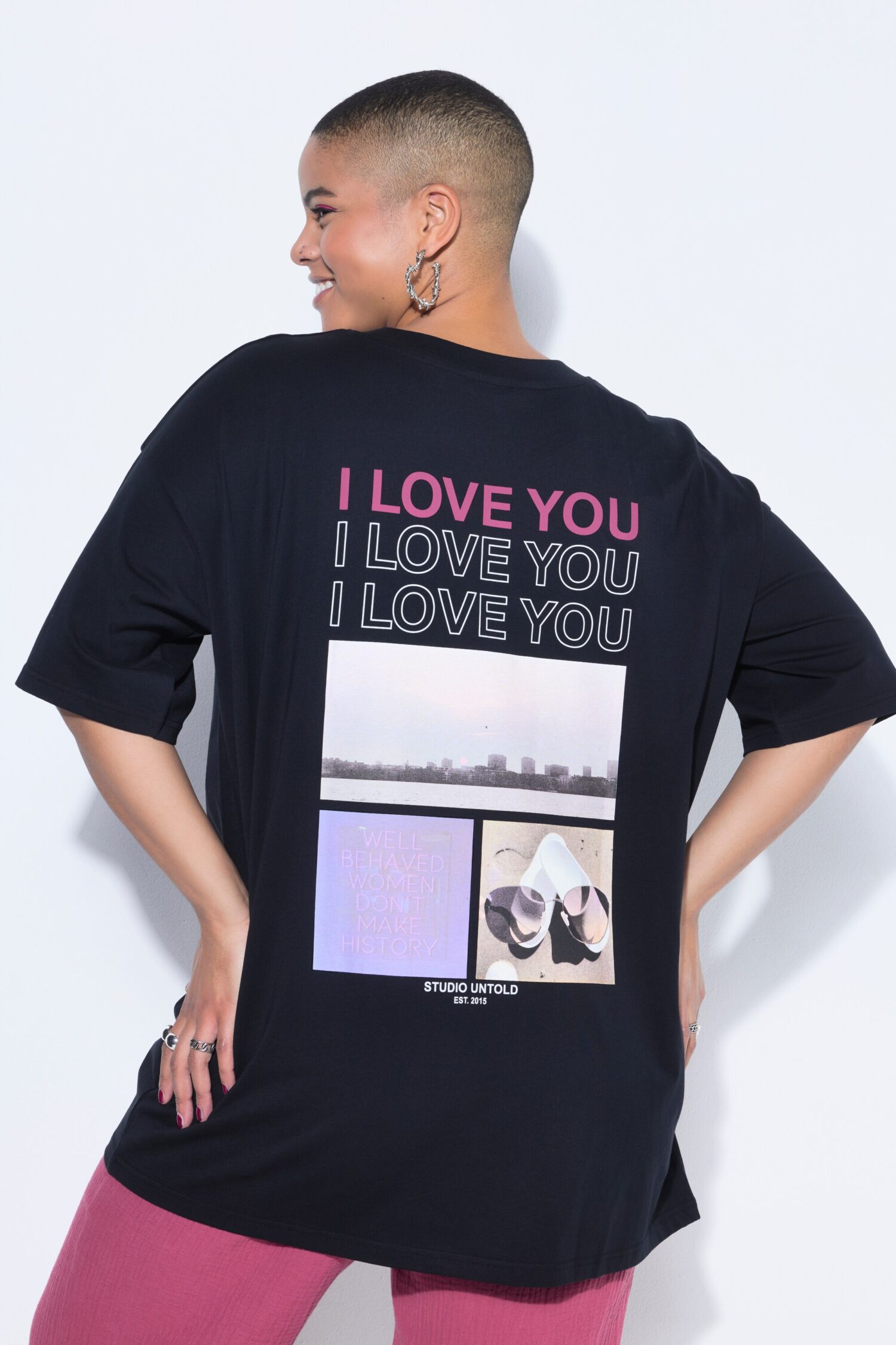 T-shirt oversized με τύπωμα "I LOVE YOU" στην πλάτη