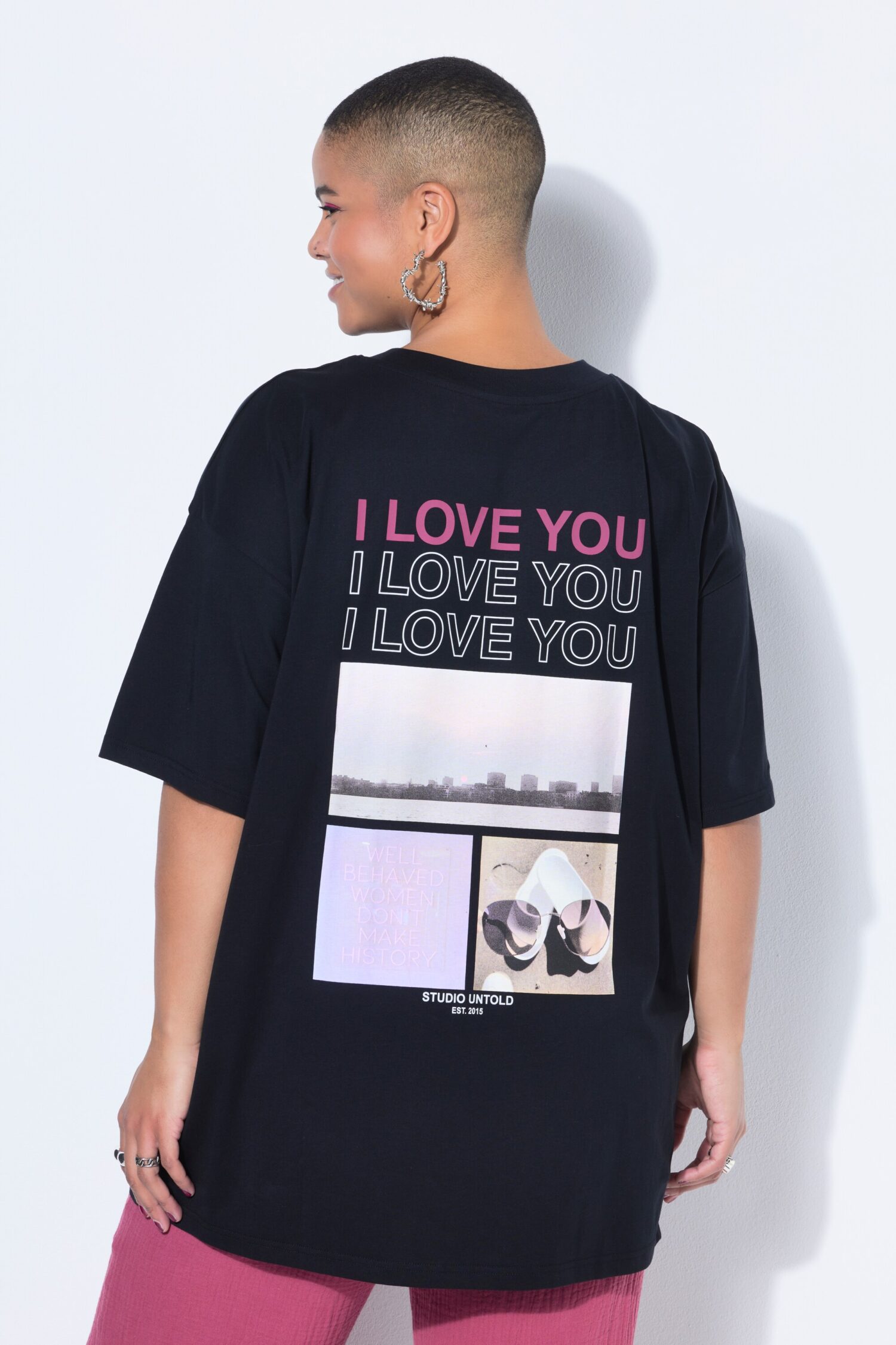 T-shirt oversized με τύπωμα "I LOVE YOU" στην πλάτη