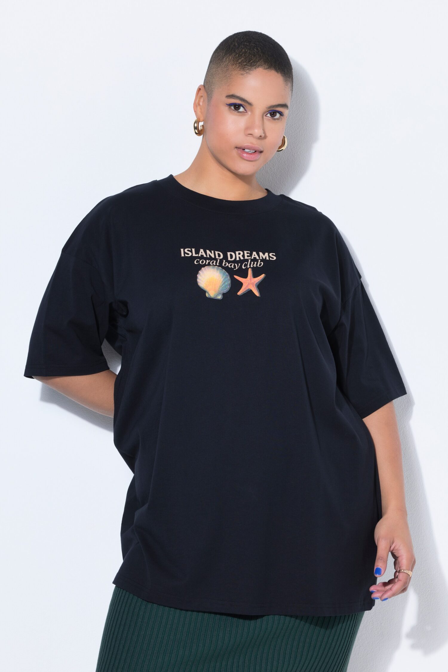 T-shirt oversized με τύπωμα "Island dreams" και κοντά μανίκια