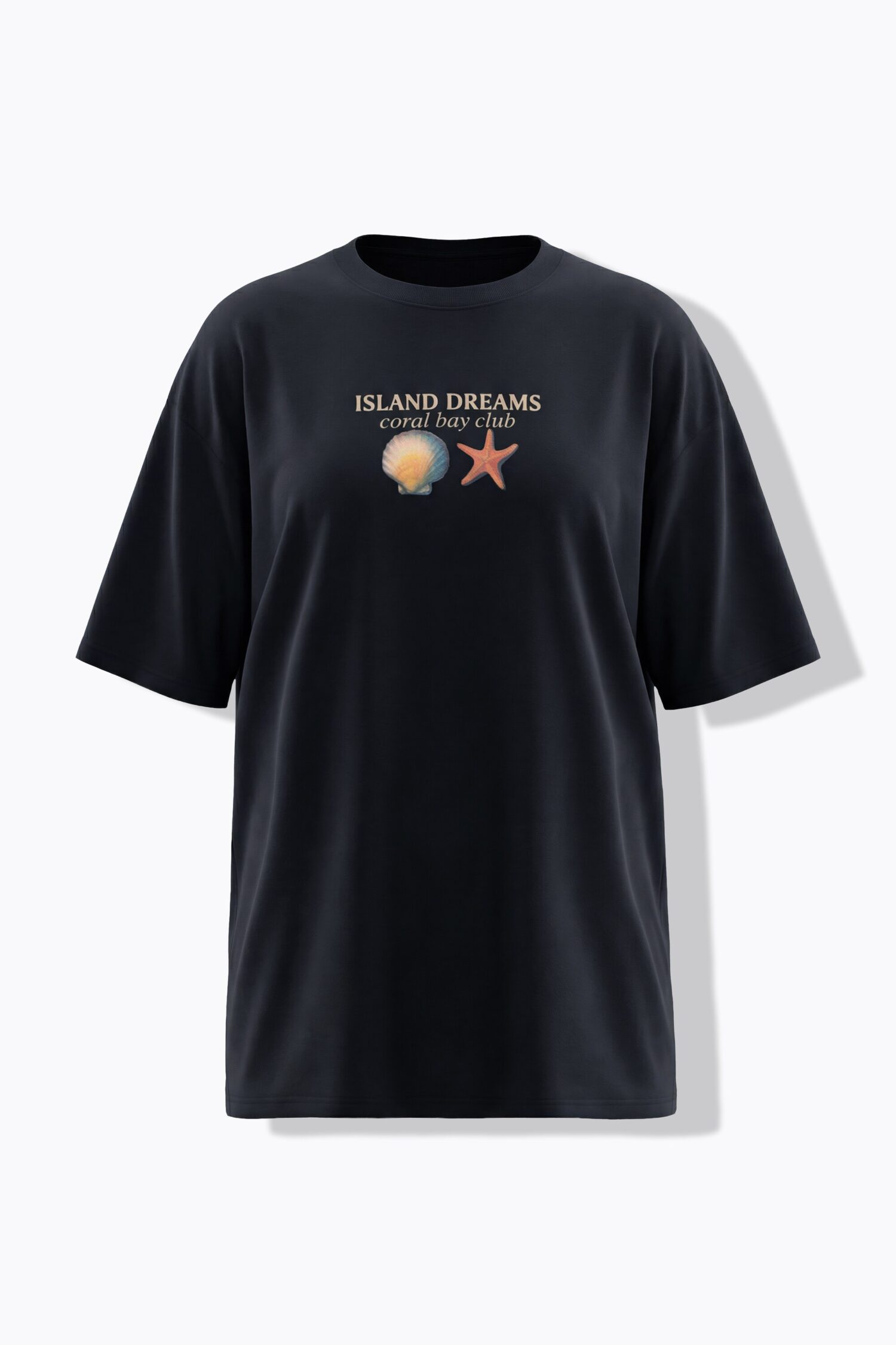 T-shirt oversized με τύπωμα "Island dreams" και κοντά μανίκια