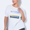 T-shirt oversized με τύπωμα και διακοσμητικές πέρλες