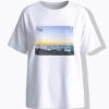 T-shirt oversized με τύπωμα και διακοσμητικές πέρλες