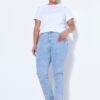 Τζιν παντελόνι mom fit με κέντημα sun