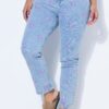 Τζιν παντελόνι mom fit με κέντημα sun