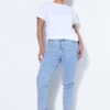 Τζιν παντελόνι mom fit με κέντημα sun