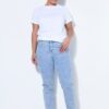 Τζιν παντελόνι mom fit με κέντημα sun