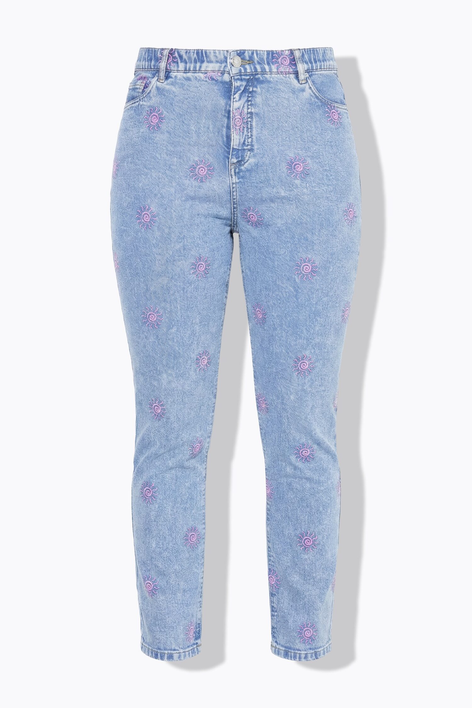 Τζιν παντελόνι mom fit με κέντημα sun