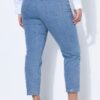 Τζιν παντελόνι mom fit, ριγέ με χαλαρή εφαρμογή