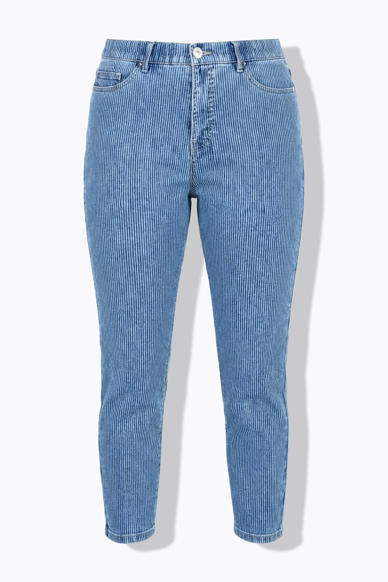 Τζιν παντελόνι mom fit, ριγέ με χαλαρή εφαρμογή
