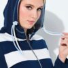 Ζακέτα με άνετη εφαρμογή, ριγέ και με διπλό κορδόνι στην κουκούλα