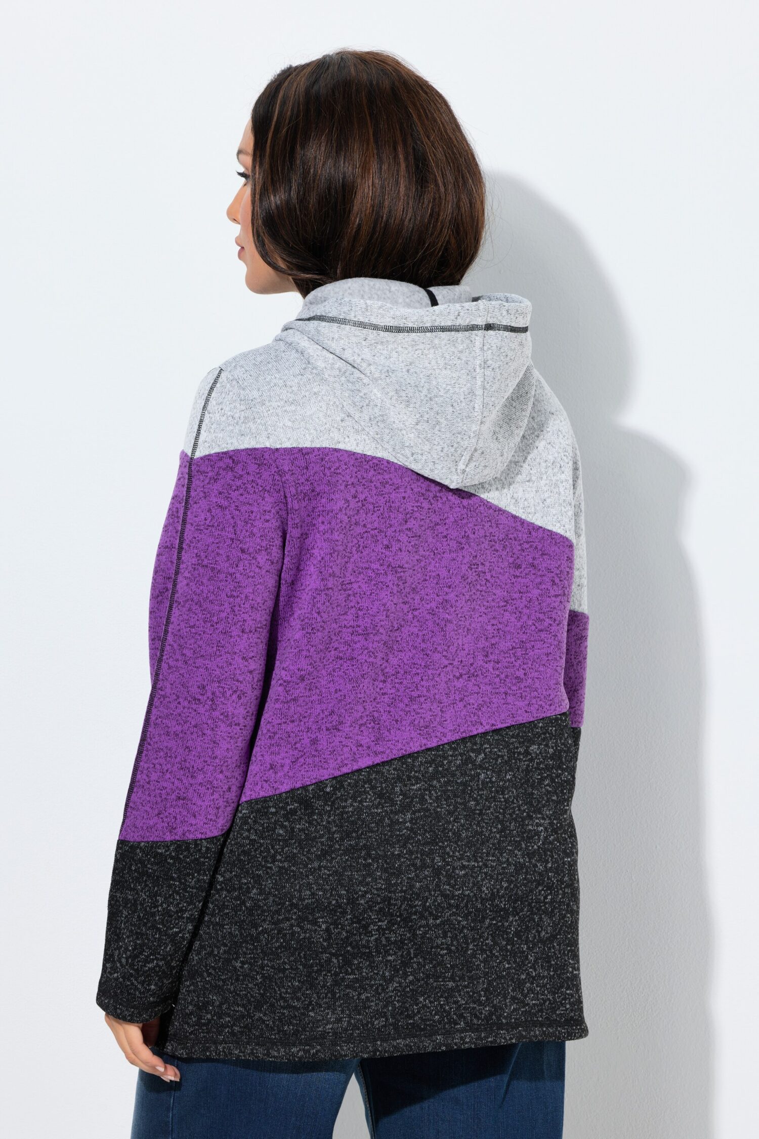 Ζακέτα πλεκτή με κουκούλα και μαλακό fleece εσωτερικά