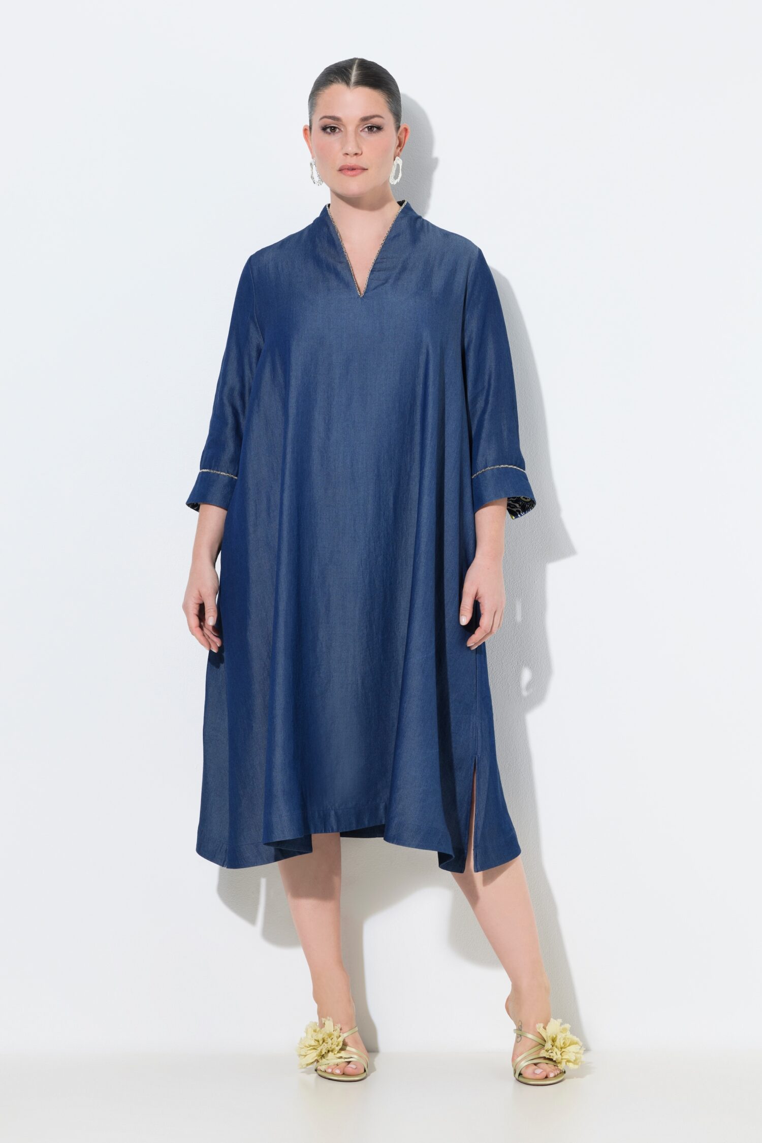 Φόρεμα lyocell σε γραμμή Α με άνετο τελείωμα και denim όψη