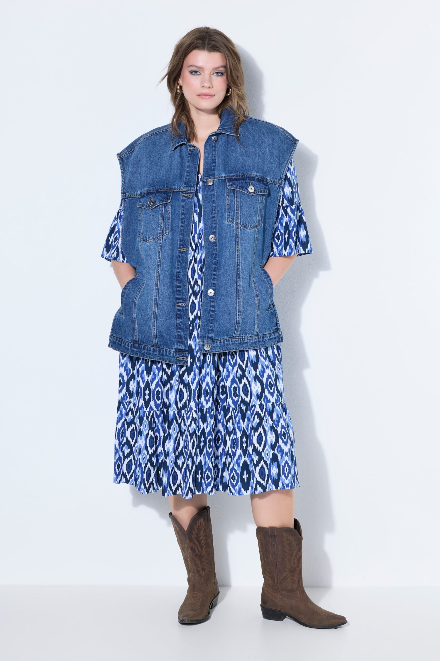 Γιλέκο τζιν oversized με τσέπες
