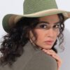 Καπέλο ψάθινο με ρίγες και κυκλικό γείσο
