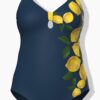 Μαγιό ολόσωμο με μαλακά cups και σχέδιο lemons