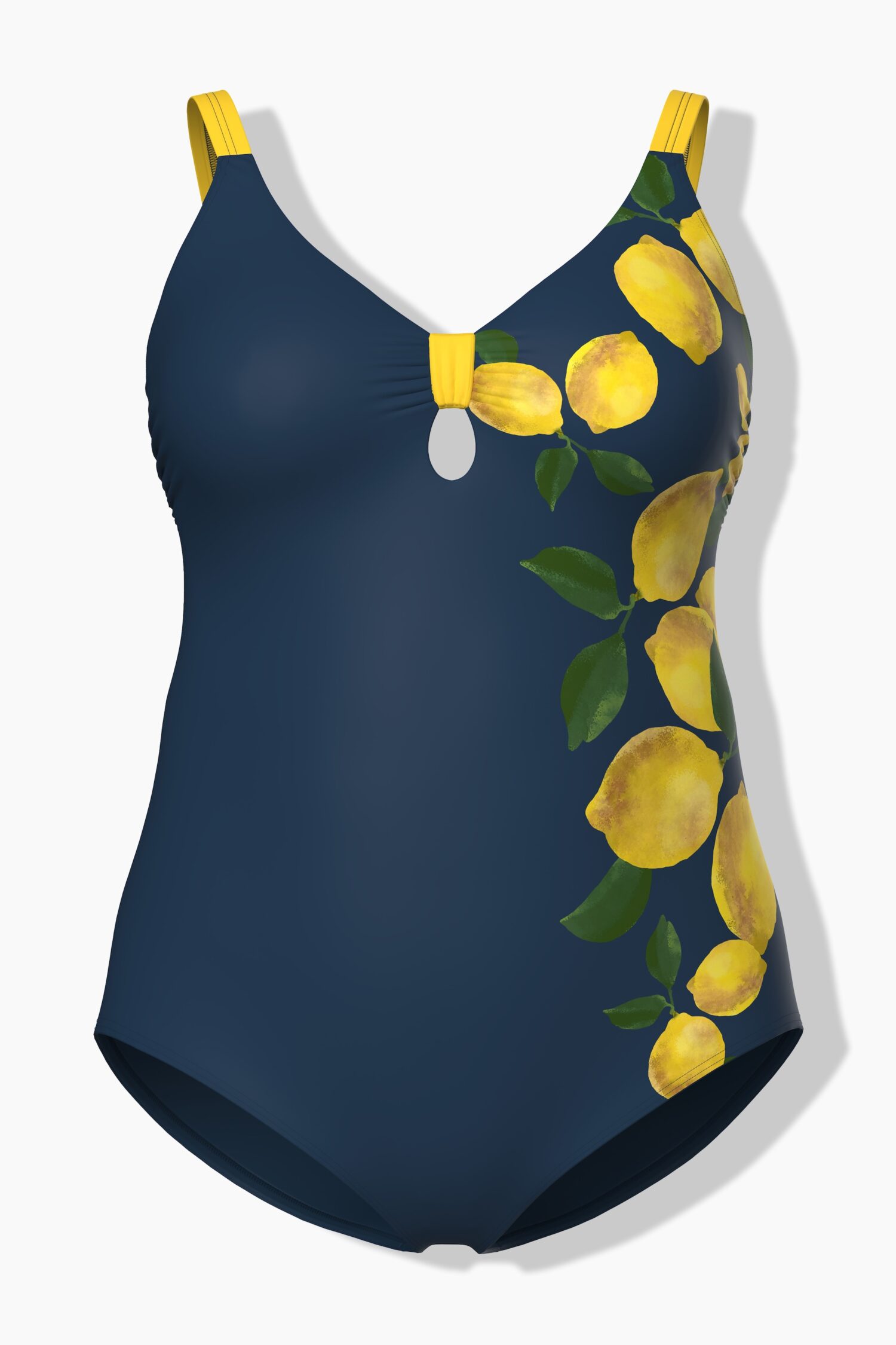 Μαγιό ολόσωμο με μαλακά cups και σχέδιο lemons