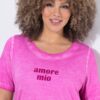 Μπλούζα "Amore Mio" με στρογγυλή λαιμόκοψη και κοντά μανίκια